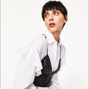 Zara metallic studded vegan leather crop top 2017